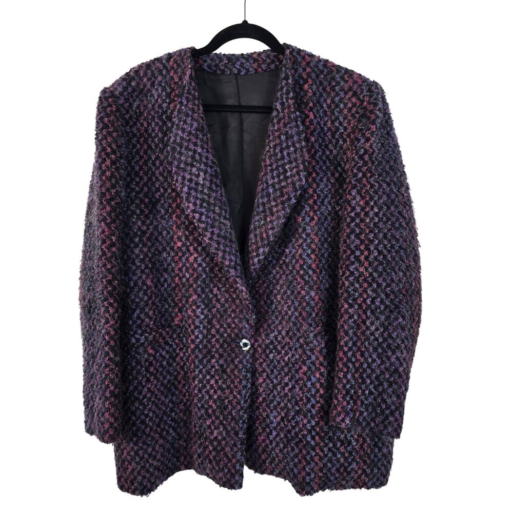 Vintage WLBW Blazer Women's 16 Purple Pink Mohair Blend Boucle Career Office